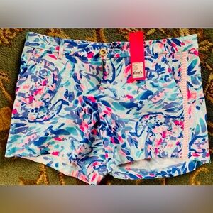 NWT Lilly Pulitzer Callahan size 10 Shorts With Lace Breakwater Party Wave Blue